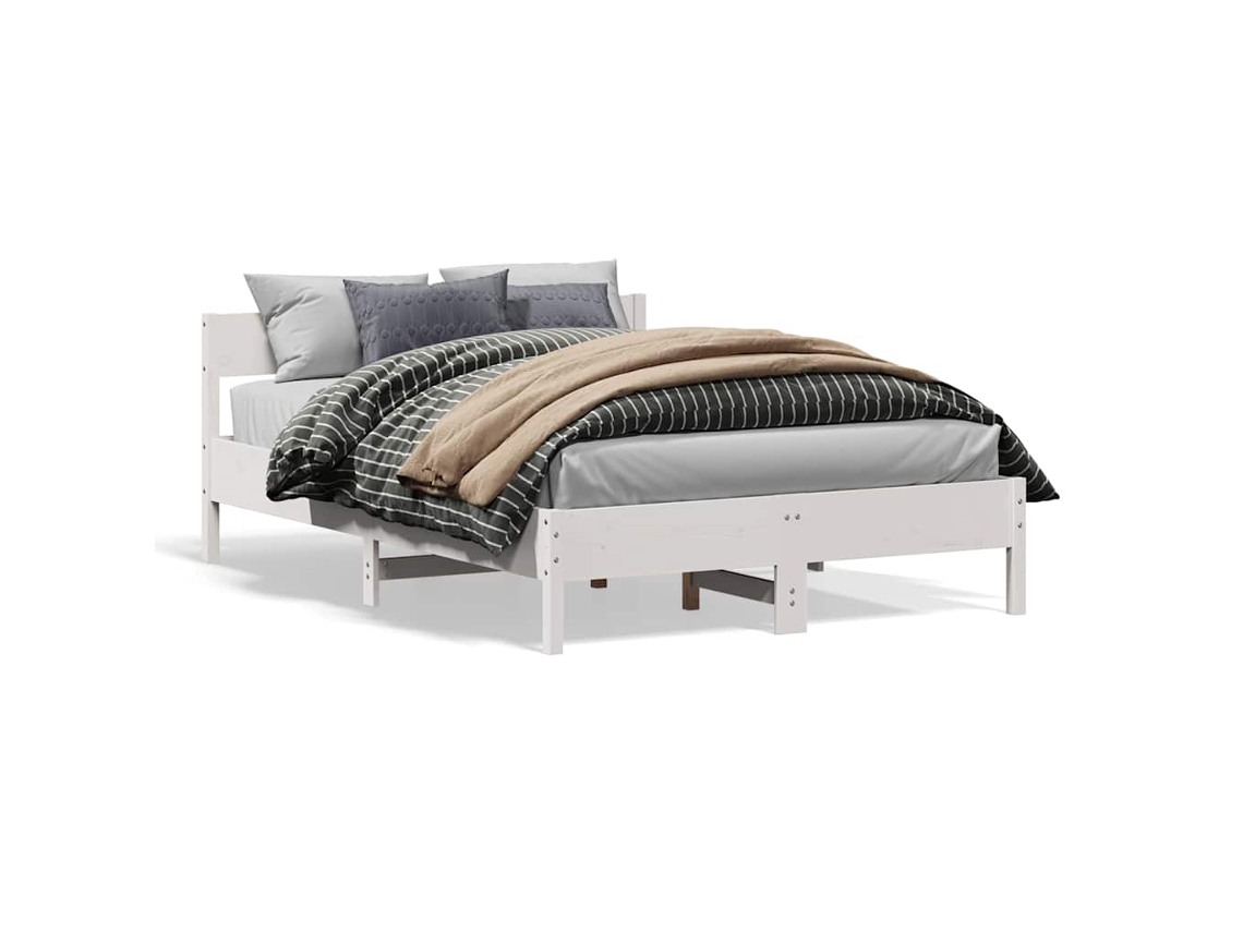 Vidaxl Cama Sem Colchão 150x200 Cm Madeira De Pinho Maciça Branco