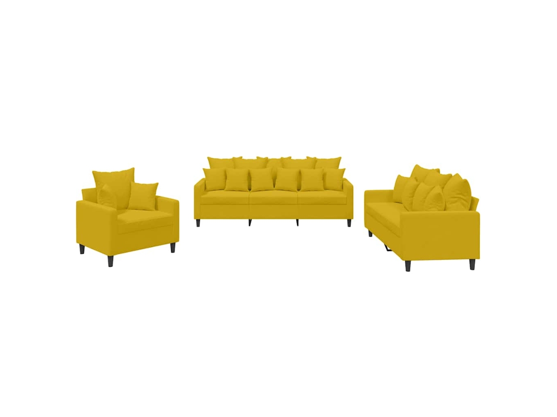Maison Exclusive - 3 Pcs Conjunto De Sofás Com Almofadões Veludo Amarelo