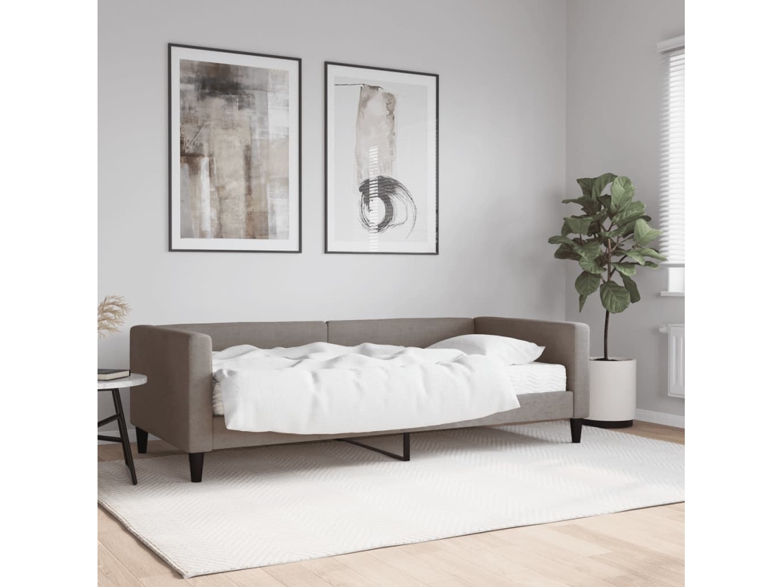Vidaxl Sofá-cama Com Colchão 90x200 Cm Tecido Cinzento-acastanhado