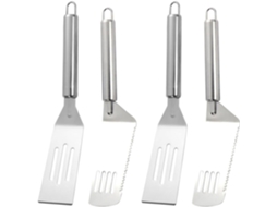 Conjunto De 4 Espátulas Cozinha Em Aço Inoxidável Prateado, Incluindo 2 Para Bife, Utensílios E Uso