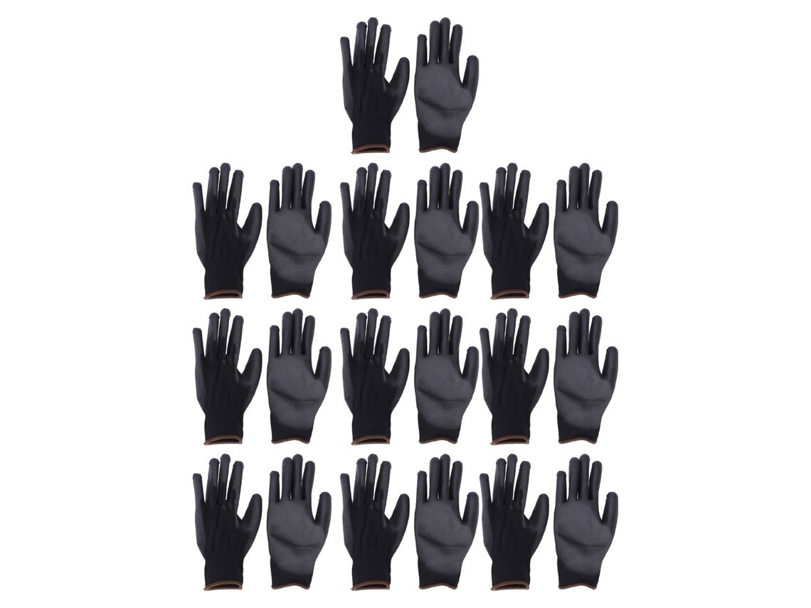 10 Pares Luvas Antiestáticas Antiderrapantes de Nylon com Cola Pu para Oficina Mecânica e Trabalho Seguro | S/MARCA