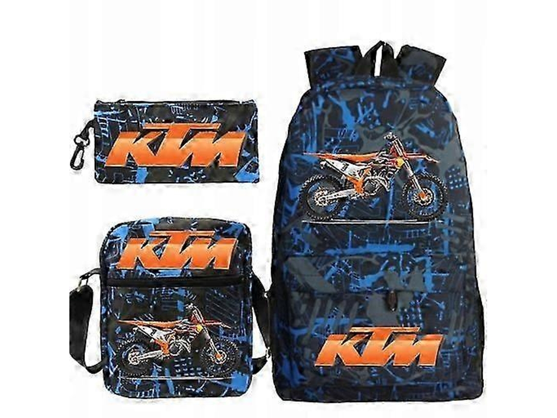 Conjunto Escolar Ktm Cross Mochila, Bolsa E Estojo Para Lápis Aquaforge
