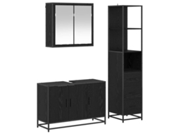 Conjunto de Móveis para Banheiro com Suporte 3 Peças Carvalho Preto MAISON EXCLUSIVE