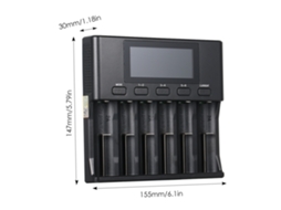 Carregador Inteligente Liitokala Lii S6 6 Slots para Baterias 3.7V Li-ion 3.8V Imr NiMH com LCD
