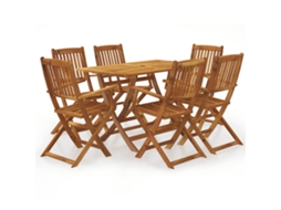 Vidaxl 7 Pcs Conjunto Jantar Dobrável P/ Jardim Madeira Acácia Maciça