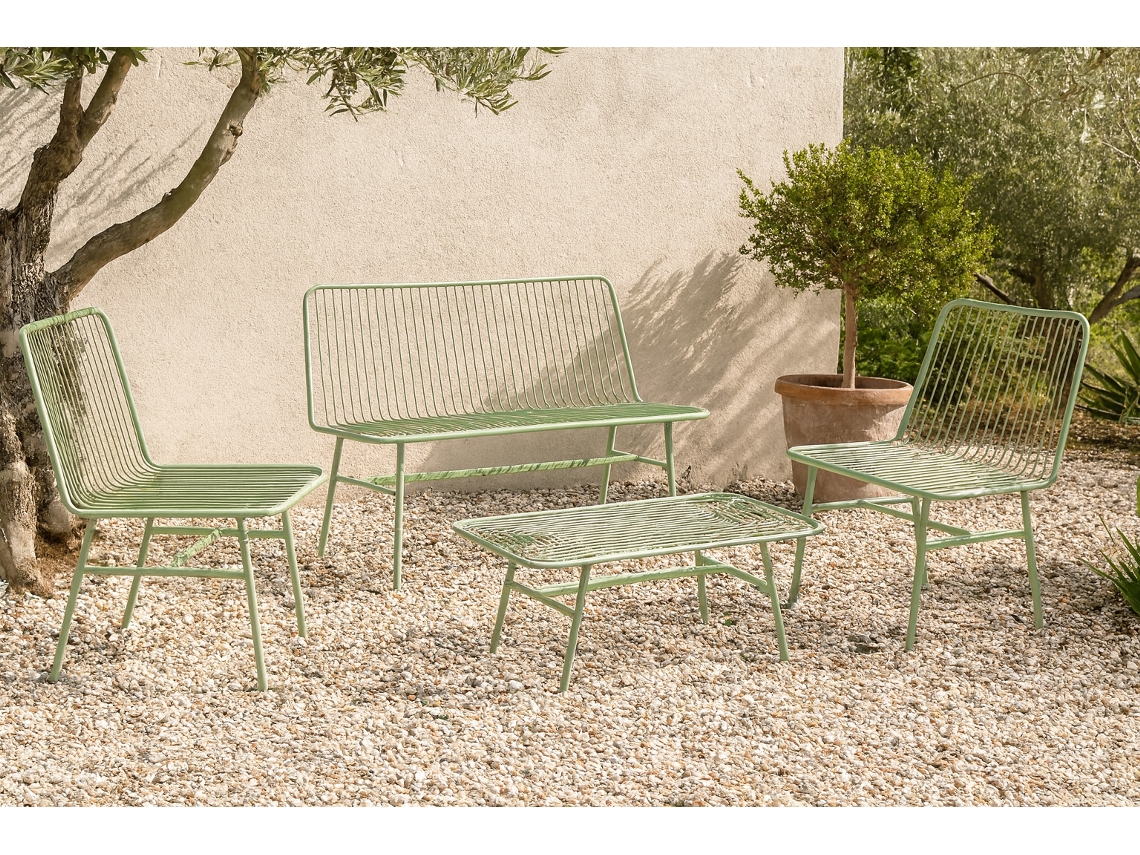 Conjunto ITEM Mesa e 3 Cadeiras (Metal - 115 x 53 x 83 cm - Verde Menta)