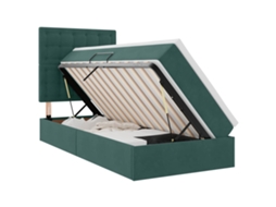 SYFAX™ Cama com Arrumação e Colchão Verde Escuro 100 X 200 Cm Veludo