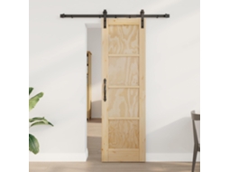 Vidaxl Porta Deslizante Natural 61 X 198,5 Cm Madeira De Pinho Maciça