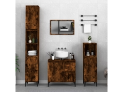 Vidaxl 3 Pcs Conjunto Móveis Wc Derivados De Madeira Carvalho Fumado