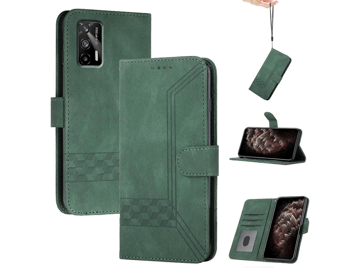 Capa De Celular De Couro Com Flip Cubic Skin Feel