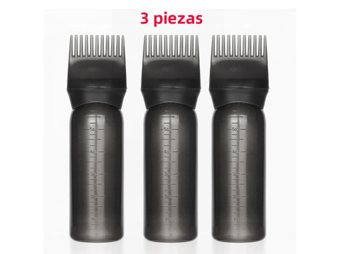 Pacote com 3 Frascos Recarregáveis de 180ml para Óleo Capilar MDUG (preto)