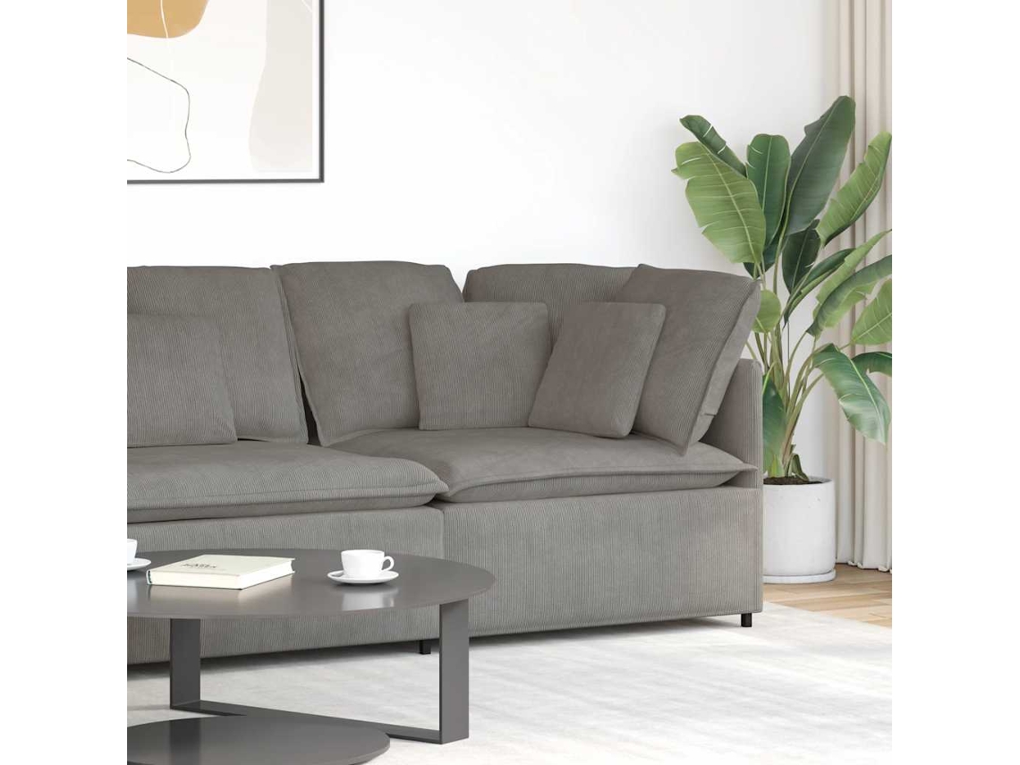 Vidaxl Módulo De Canto Para Sofá Modular Com Almofadas, Cinza Claro, 100 Cm