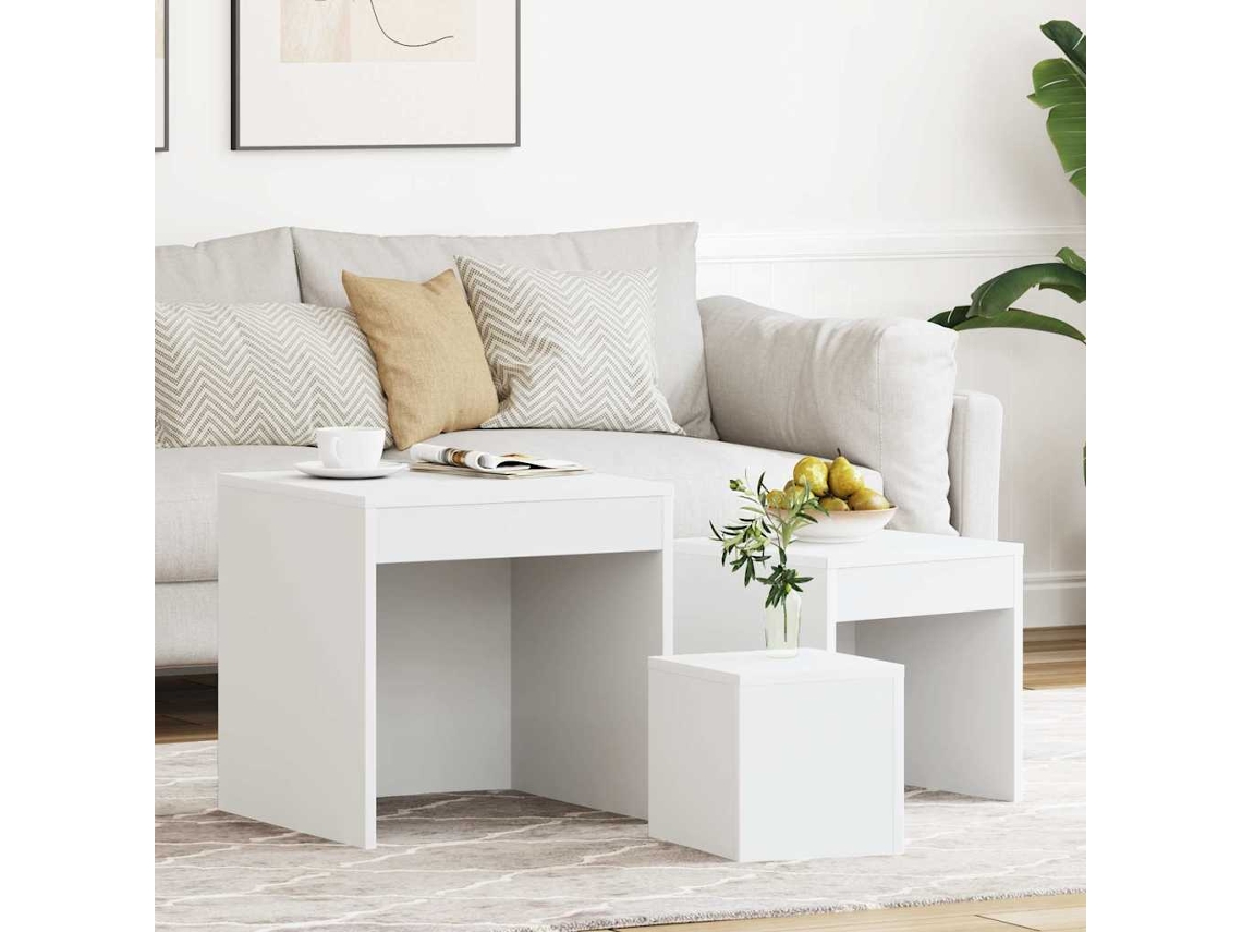 Vidaxl Mesas De Encastrar 3 Pcs Madeira Processada Branco