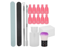 Conjunto De Remoção De Gel De Unhas Com Lixa, Pincel Para Poeira, Clip E Ferramentas Manicure Profissional