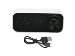 Reloj Despertador Con Altavoz Bluetooth Radio Led Espejo Para Dormitorio Blanco