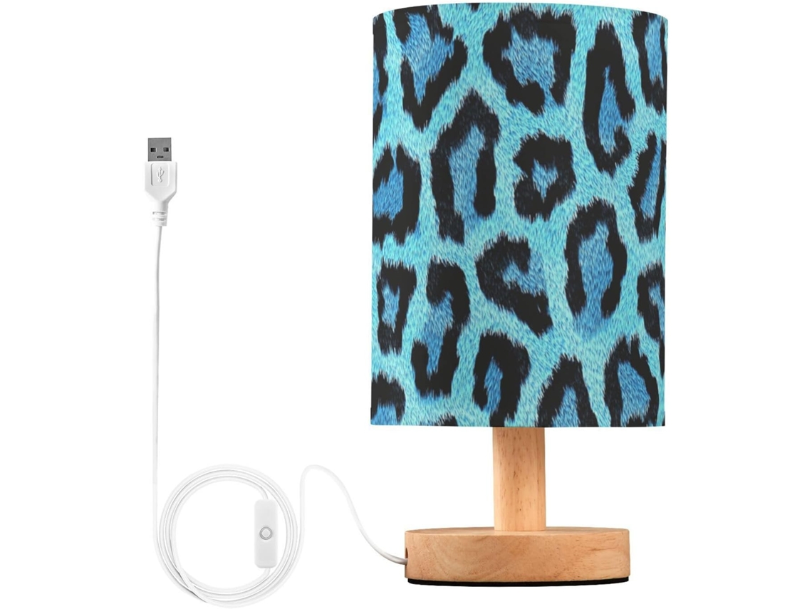Abajur De Mesa Cabeceira Frodotgv Com Estampa De Leopardo E Porta USB, Modelo Exclusivo Para Penteadeira, Suporte Para Vela