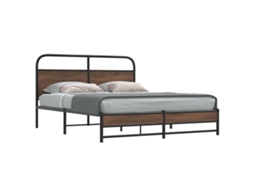 Vidaxl Estrutura Cama Sem Colchão 160x200 Cm Metal Carvalho Castanho