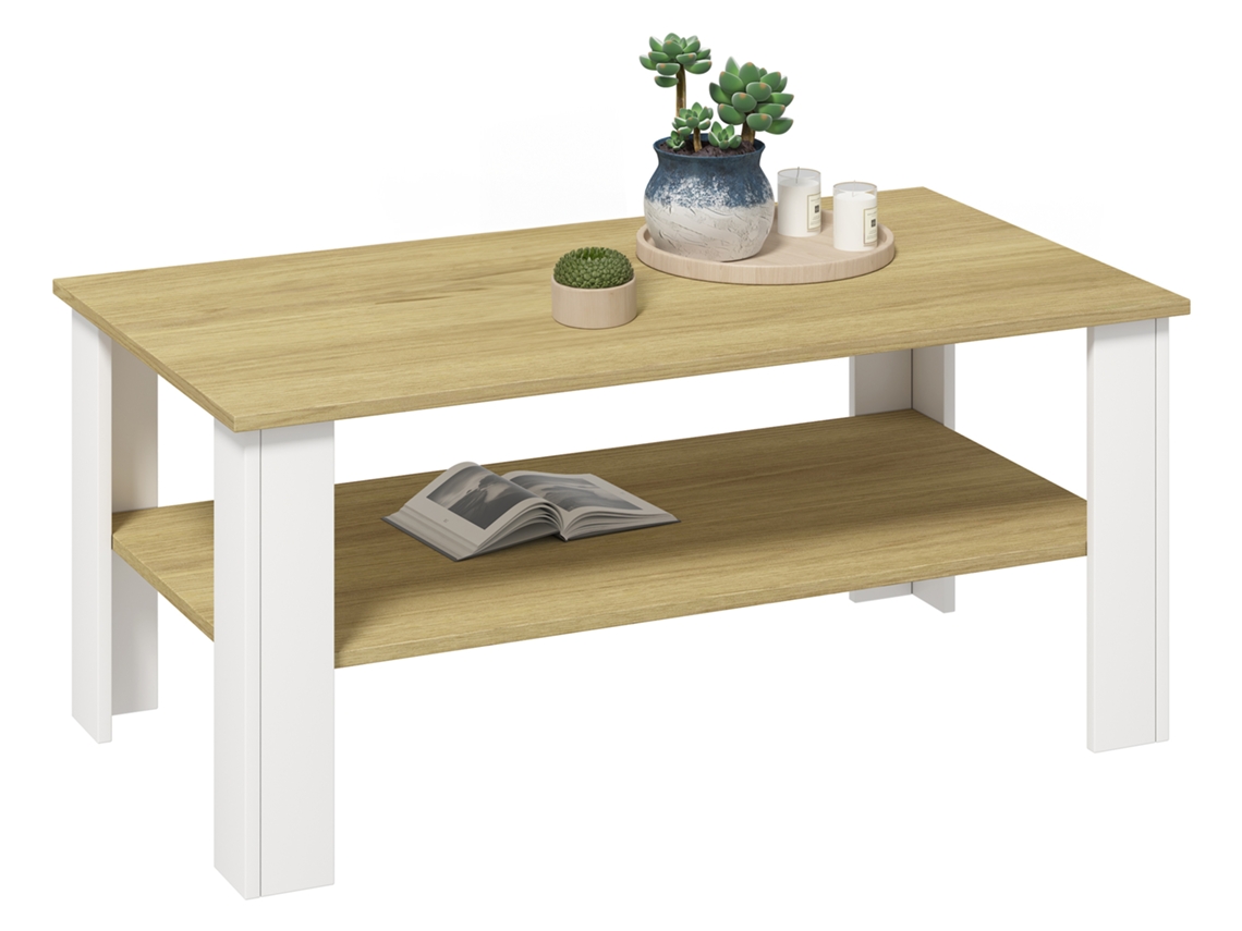 Mesa de centro Disalo em madeira, 100x55
