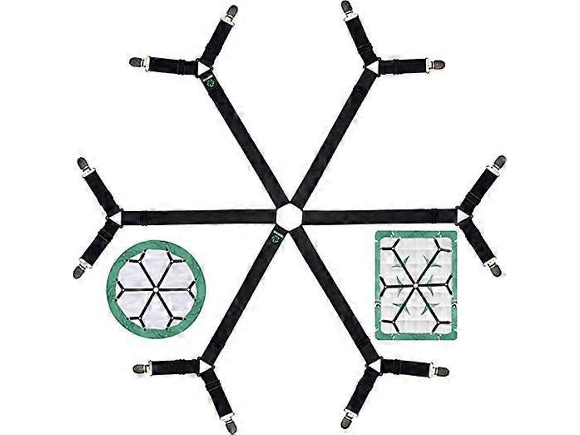 Porta Lençol Hexagonal Antiderrapante (preto), Porta Lençol Premium Com Faixa Elástica De 6 Vias E Clipe De Canto, Faixa De Lençol, Supor