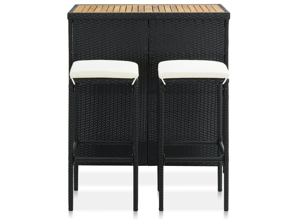 3 Pcs Conjunto de Bar Vime Pe Preto MAISON EXCLUSIVE