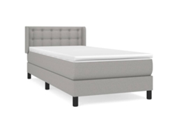 Cama com Molas e Colchão Tecido Cinzento Claro MAISON EXCLUSIVE (90x190 cm)