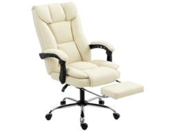 Cadeira Ergonômica Bege, Reclinável 155°, Duplo Acolchoamento, Apoio Pés E Braços