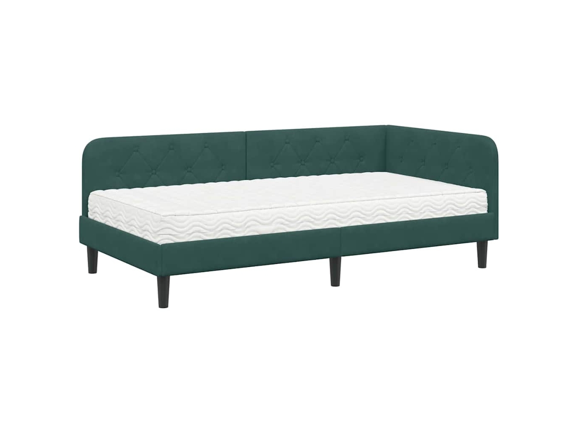 Estrutura de Cama de Canto Verde Escuro com Veludo 100x200 cm MAISON EXCLUSIVE