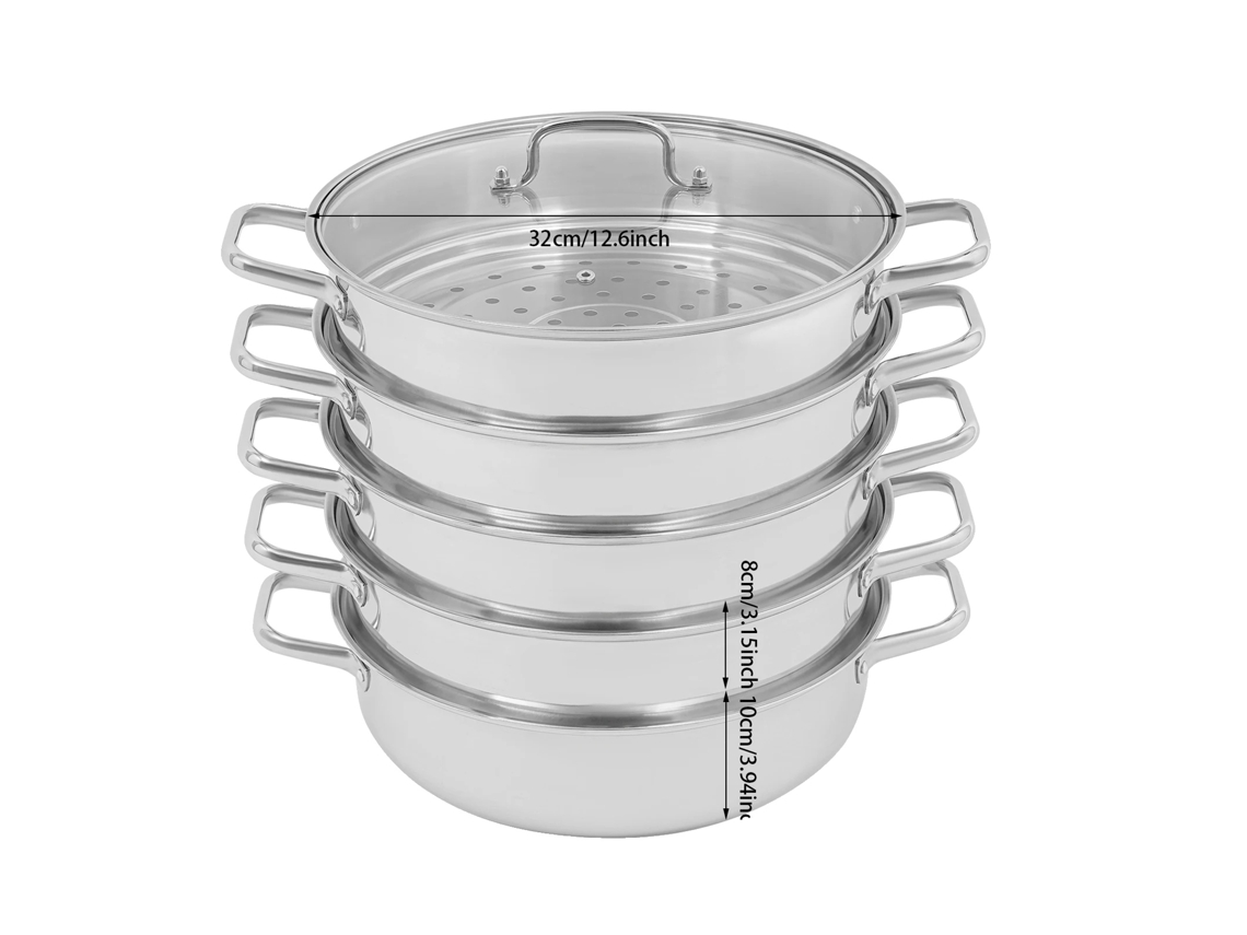 Panela A Vapor Empilhã¡vel, Design De Mãºltiplos Nãveis, Compatibilidade De Cozinha Versã¡til, 32cm Oem