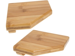 Conjunto De 2-prateleiras Canto Bambu Para Parede, Sem Necessidade De Furos, Prateleiras Flutuantes Para Armazenamento