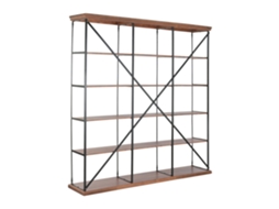 Prateleira de Metal Preto com Madeira Sheesham 213x43x220cm ALEXANDRA HOUSE LIVING