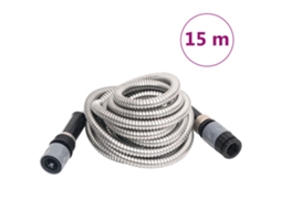Vidaxl Mangueira Jardim C/ Bico Pulverização 15 M Aço Inox. Prateado