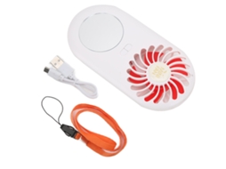 Ventilador Portátil com Espelho Pequeno Usb Recarregável Vermelho