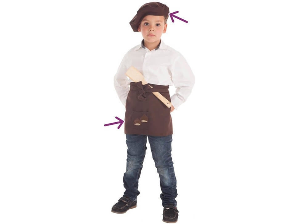 Fato de Menino DISFRAZZES Kit De Castanheiro: Avental E Boina (Tam: 11 a 13 anos)