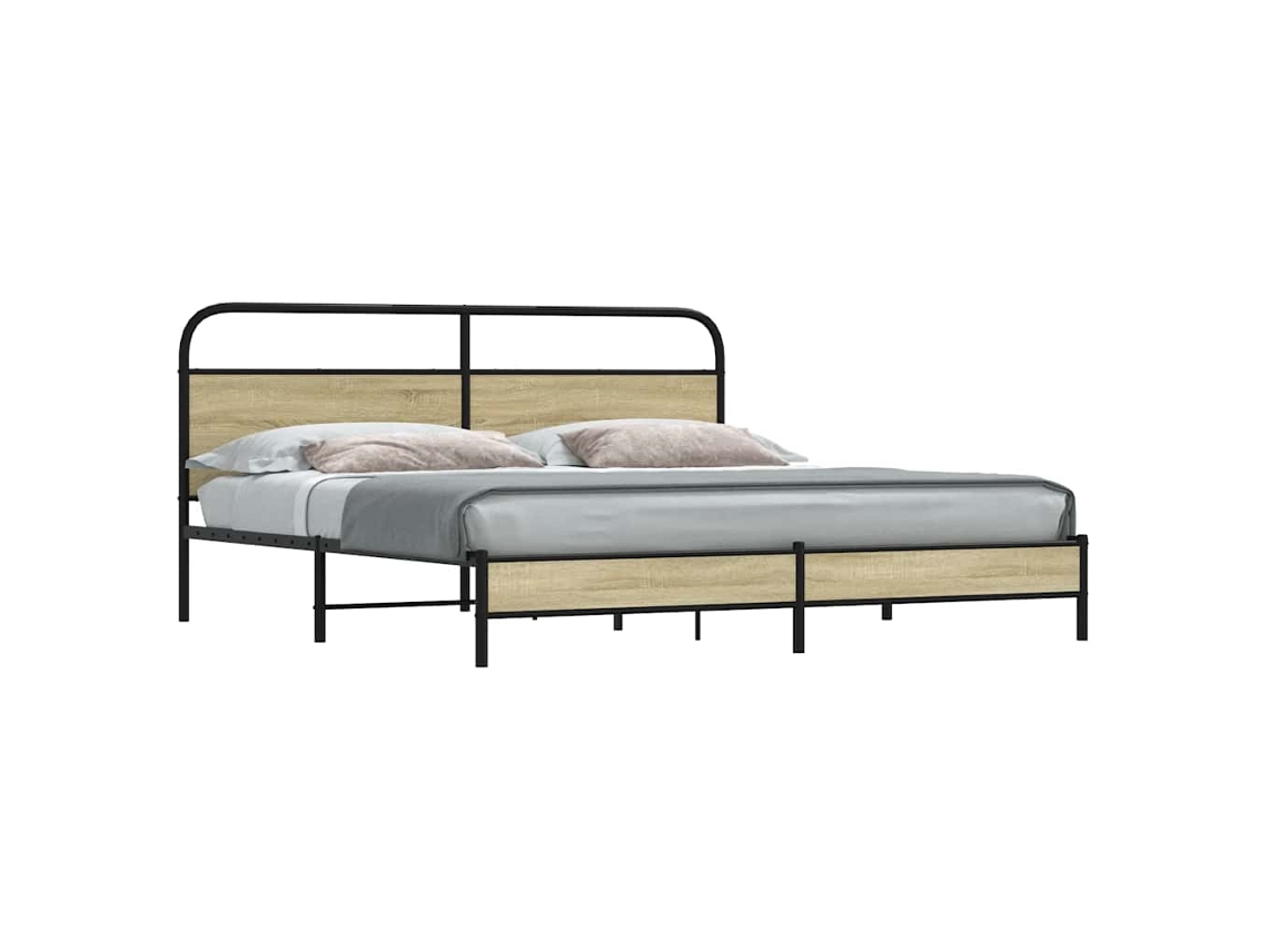 Vidaxl Estrutura De Cama Sem Colchão 180x200cm Metal Carvalho Sonoma