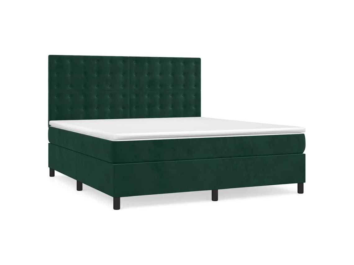 Cama com Molas/colchão 160x200 Cm Veludo Verde escuro MAISON EXCLUSIVE