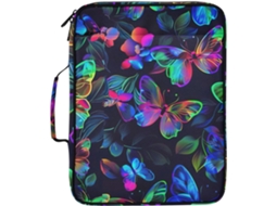 Pasta Expansível Com Estampa De Borboleta Neon Colorida, Com Fichário Removível De 3 Argolas, Bolsa Organizadora