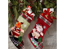 2 Peças de Meias de Natal Grande Saco de Presente para Decoração de Árvore de Natal Saco de Doces Tema Papai Noel Renas