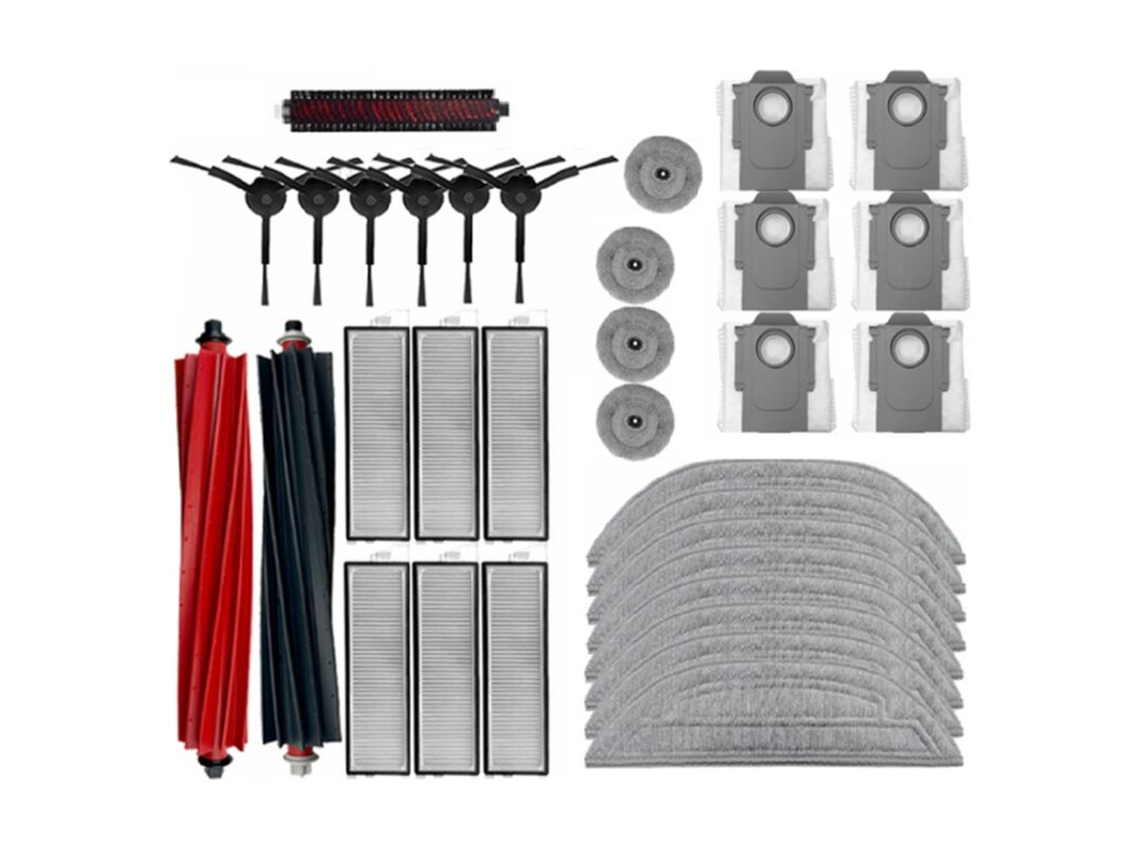 Kit de Acessórios para Aspirador Robô S8 Maxv Ultra com 33 Peças: Cabeça Substituição, Escovas Laterais, Pano de Limpeza, Filtro Hepa e Pó BRILVIBERA