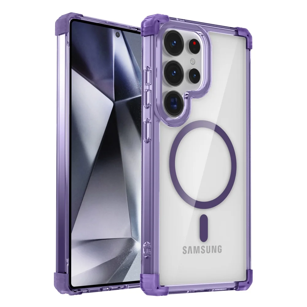 Capa Protetora Transparente E Magnética À Prova De Choque Com Airbag Para Galaxy S22 Plus (roxa).