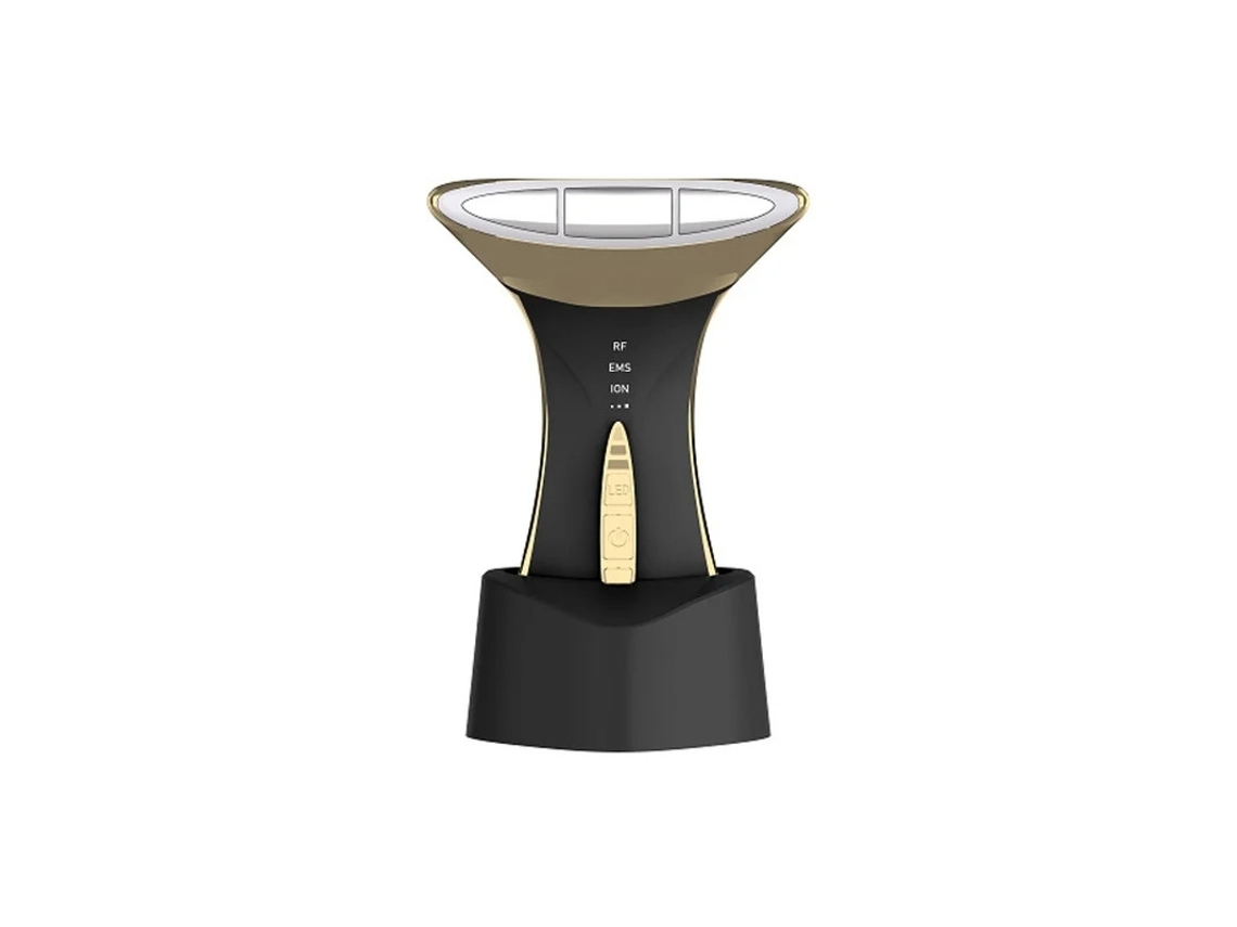 Ferramenta Para Pescoço E Rosto Com Led De 5 Cores Para Cuidados Com A Pele Preto E Dourado