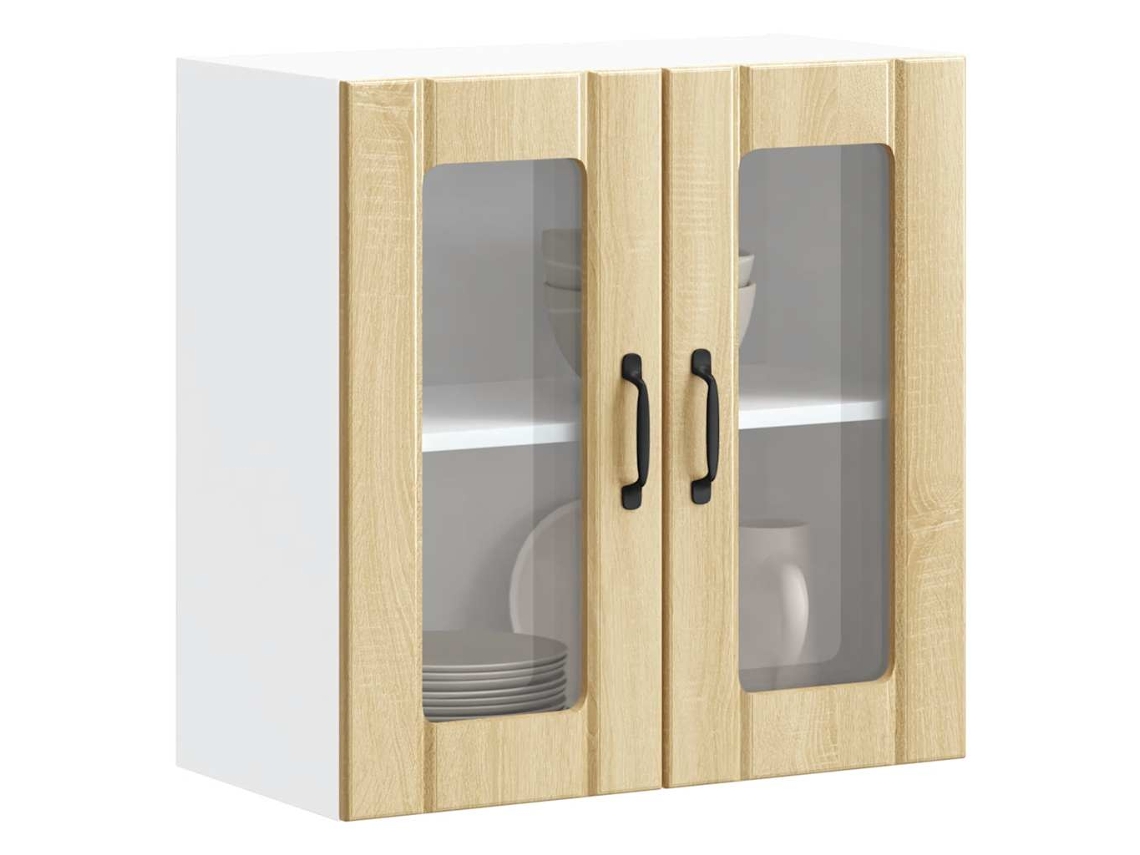 Vidaxl Armário De Parede De Cozinha Porta Vidro Lucca Carvalho Sonoma
