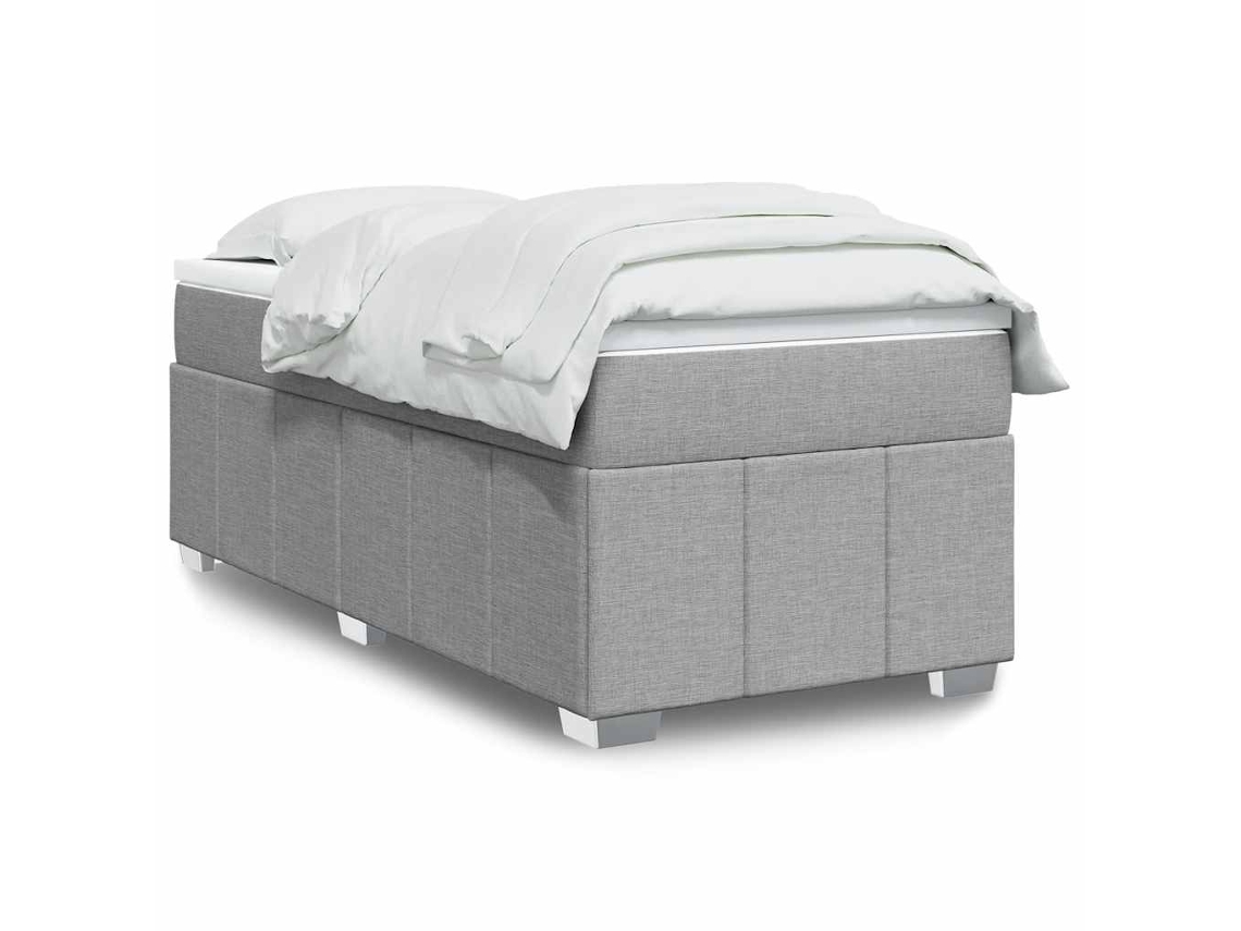 Vidaxl Cama Com Molas/colchão 100x200 Cm Tecido Cinzento-claro