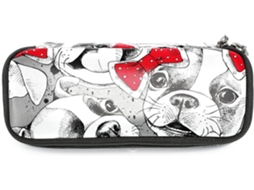 Tenho lápis com estampas de Buldogue Francês e fitas, marcadores de grande capacidade, organizador escolar,