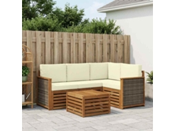 Vidaxl Conjunto De Sofás Para Exterior 5 Pcs Natural E Creme