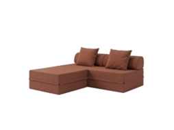 Sofá Modular 3 Lugares + Puff Convertível Liso Terracota SKOFFA