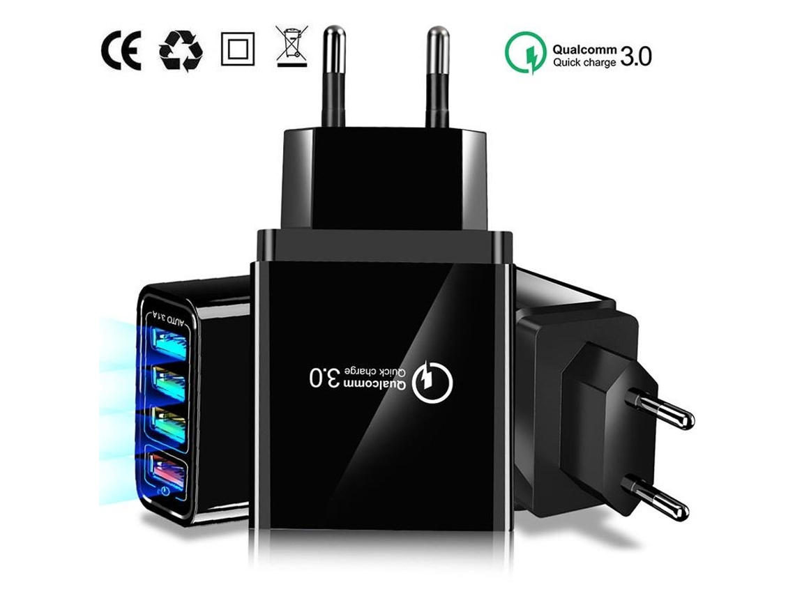 Carregador De Parede Com 4 Portas E Carga Rápida De 4, 8 A (qc3.0)