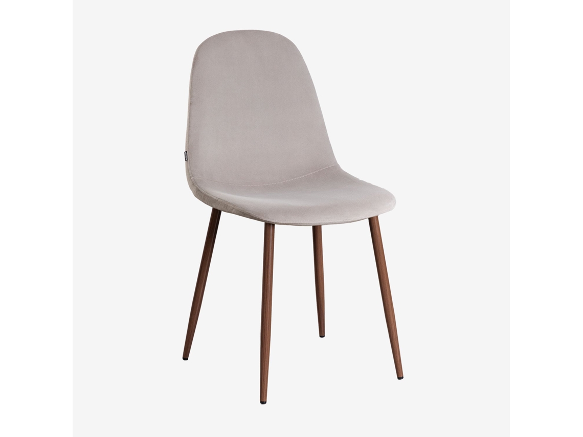Sklum Pack De 4 Cadeiras De Jantar Glamm Poliéster     Madeira Escura                  Velluto Toupeira                               Veludo