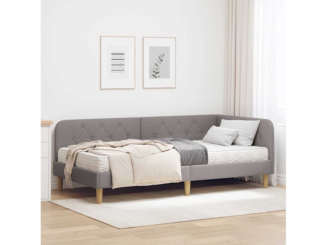 Vidaxl Estrutura De Cama De Canto Cinzento-acastanhado 100 X 200 Cm