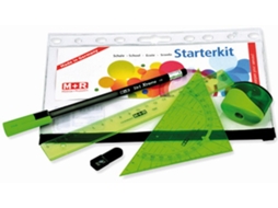 Kit Escolar MOR 6 Peças Bolsa com Fecho Zip 3 em 1 Xtreme Apara Lápis Afia Minas Lapiz Regua e Esquadro