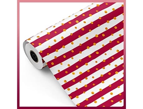 Bobina De Papel De Presente, Rolo Grande 62cm X 100m • Listras E Poás • Ideal Para Lojas Negócios Comércio Embalar Presentes Aniversários Fiesta Paper